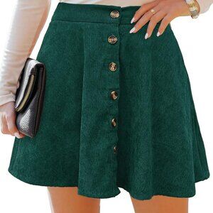 SHEIN (Curve) - Green Corduroy Button Up Skirt